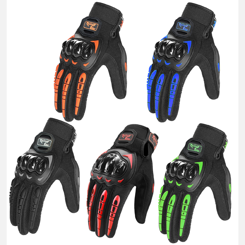 Motorcycle Gear Blue - ถุงมือแข่งรถมอเตอร์ไซค์สำหรับผู้ชาย ฤดูร้อน ระบายอากาศได้ดี สีน้ำเงิน อุปกรณ์ป้องกันมอเตอร์ครอส สีแดง