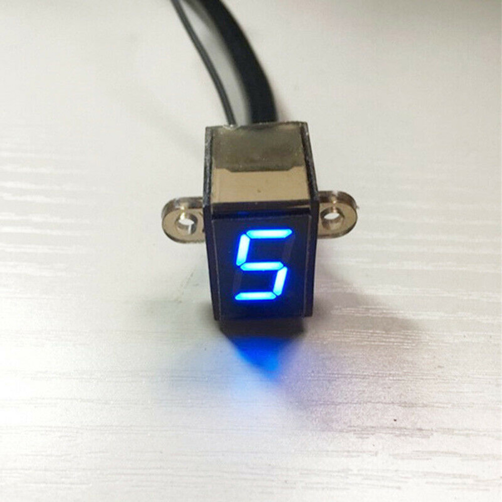 Motorcycle Gear Blue - ไฟแสดงสถานะเกียร์รถจักรยานยนต์ LED สำหรับการเปลี่ยนเกียร์ 06 ระดับ กันน้ำพร้อมจอแสดงผลสีฟ้าใสและโครงสร้างพลาสติกที่เชื่อถือได้