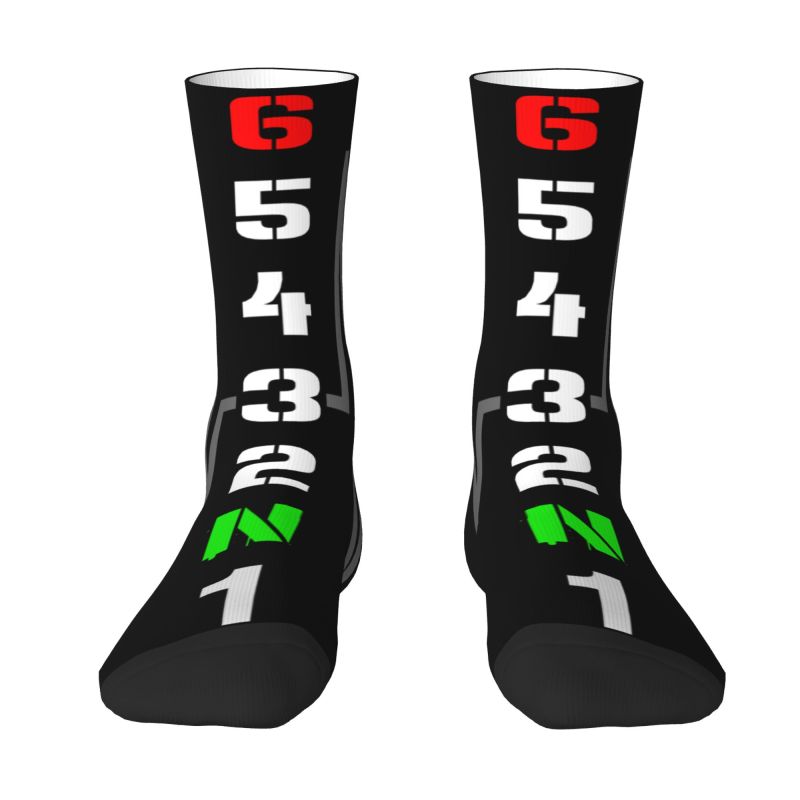 Motorcycle Gear Youtube - คูลวิบากมอเตอร์สปอร์ตรถจักรยานยนต์เกียร์ 1N23456 ถุงเท้าผู้ชายผู้หญิงอบอุ่น 3D พิมพ์กีฬาบาสเกตบอลถุงเท้าลูกเรือ