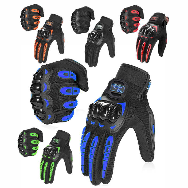 Motorcycle Gear Blue - ถุงมือแข่งรถมอเตอร์ไซค์ ป้องกันการลื่นล้ม สำหรับผู้ชาย ฤดูร้อน อุปกรณ์ป้องกันมอเตอร์ครอส ระบายอากาศได้ดี