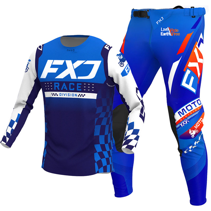 Motorcycle Gear Blue - 2025 FXJ Motocross JERSEY และกางเกง MTB
