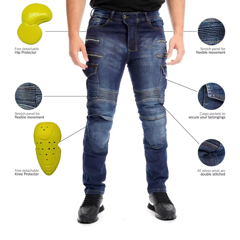 กางเกงมอเตอร์ไซค์อะรามิดสำหรับ - Motorcycle Gear Blue บทวิจารณ์และราคา